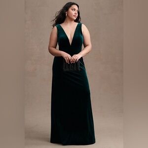 NWT Anthropologie Jenny Yoo Logan Deep-V Velvet Column Gown Size 20